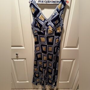 Geometric Blue and Gold Dress